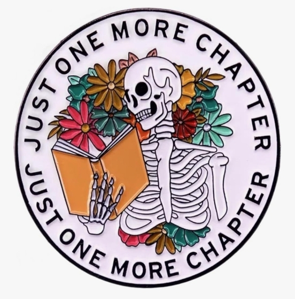 Skeleton Reading Enamel Pin - Picture 1 of 2
